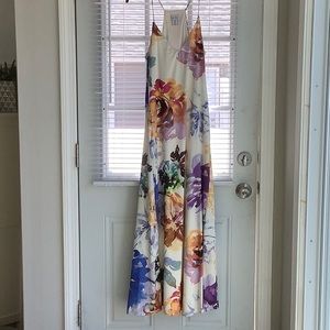 Woman’s long spaghetti strap dress